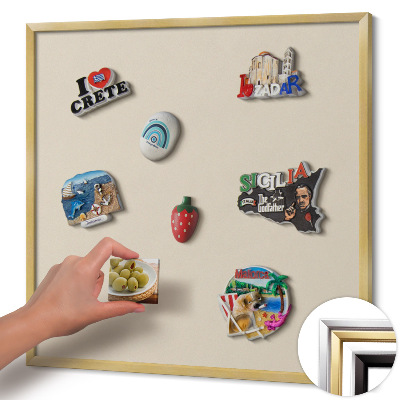 Opslagstavle magnet med guldramme Farve lys beige