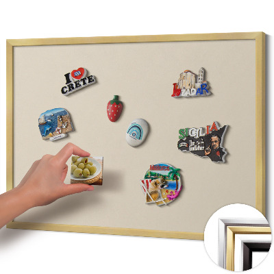Opslagstavle magnet med guldramme Farve lys beige
