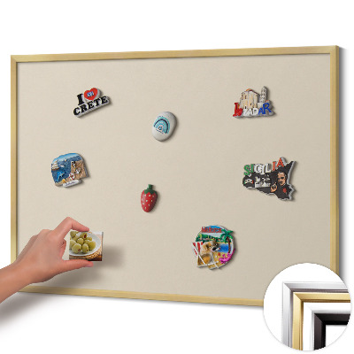 Opslagstavle magnet med guldramme Farve lys beige