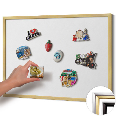 Opslagstavle magnet med guldramme Farve hvid
