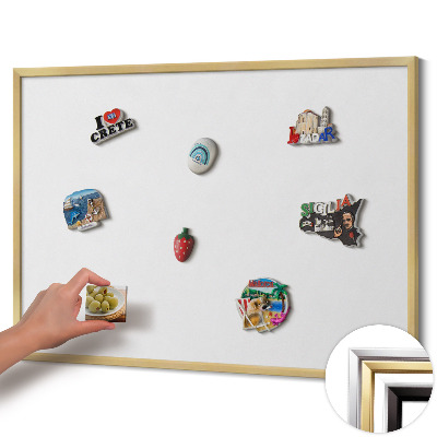 Opslagstavle magnet med guldramme Farve hvid
