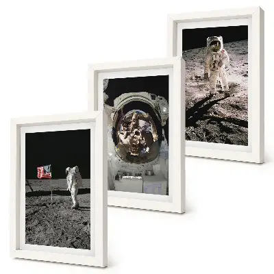 Billedvæg med motiv af astronauter der lander på månen