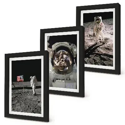 Billedvæg med motiv af astronauter der lander på månen
