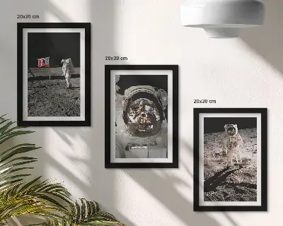 Billedvæg med motiv af astronauter der lander på månen