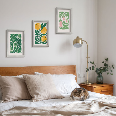 Moderne billedsæt Minimalistiske plantemønstre med frugter og blade