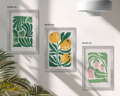 Moderne billedsæt Minimalistiske plantemønstre med frugter og blade