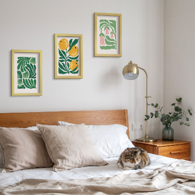 Moderne billedsæt Minimalistiske plantemønstre med frugter og blade