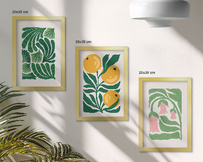 Moderne billedsæt Minimalistiske plantemønstre med frugter og blade