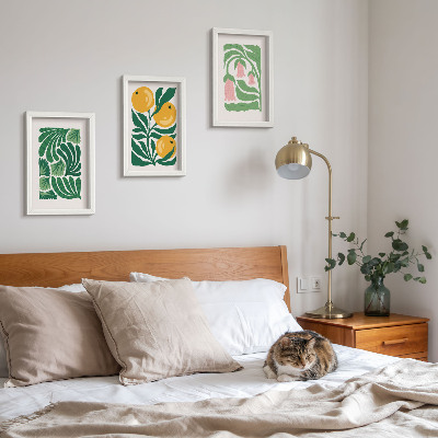 Moderne billedsæt Minimalistiske plantemønstre med frugter og blade