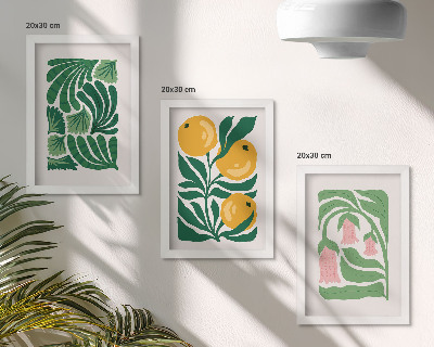Moderne billedsæt Minimalistiske plantemønstre med frugter og blade