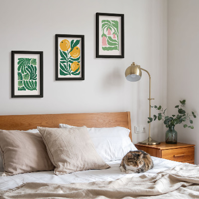 Moderne billedsæt Minimalistiske plantemønstre med frugter og blade