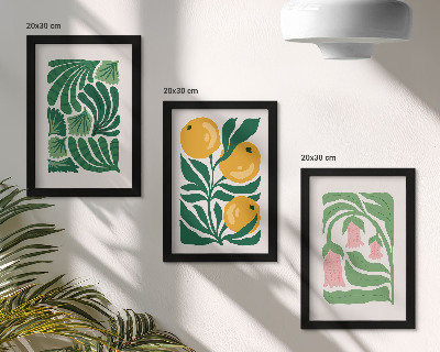 Moderne billedsæt Minimalistiske plantemønstre med frugter og blade