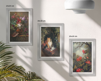 Billedvæg Vintage blomster katte og planter i naturen