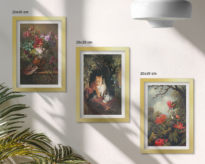 Billedvæg Vintage blomster katte og planter i naturen