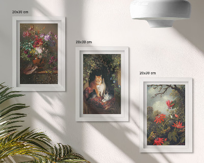 Billedvæg Vintage blomster katte og planter i naturen