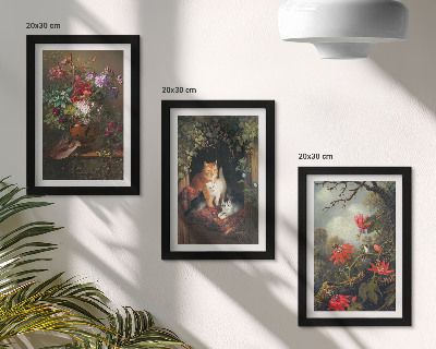 Billedvæg Vintage blomster katte og planter i naturen