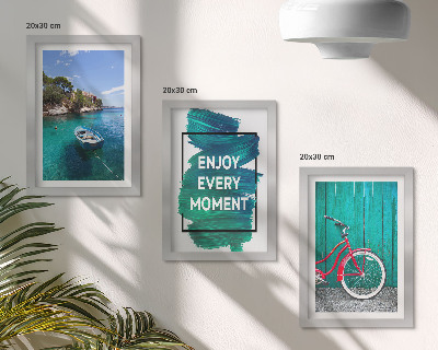 Moderne billedsæt Havudsigt med inspirerende indskrift på bådcykel