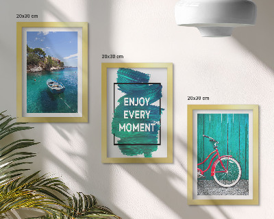 Moderne billedsæt Havudsigt med inspirerende indskrift på bådcykel
