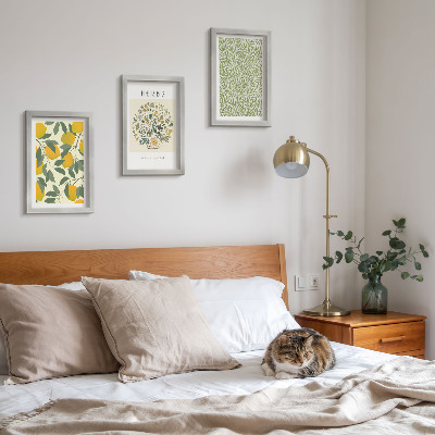 Moderne billedsæt Citronmotiver med urter og planteblade