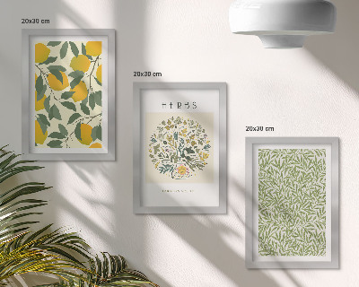 Moderne billedsæt Citronmotiver med urter og planteblade