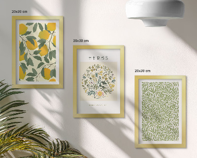 Moderne billedsæt Citronmotiver med urter og planteblade