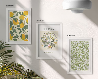 Moderne billedsæt Citronmotiver med urter og planteblade