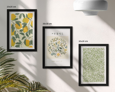 Moderne billedsæt Citronmotiver med urter og planteblade