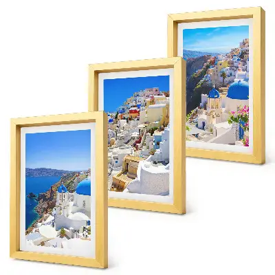 Moderne billedsæt med landskabsudsigt over byen Oia på Santorini i Grækenland