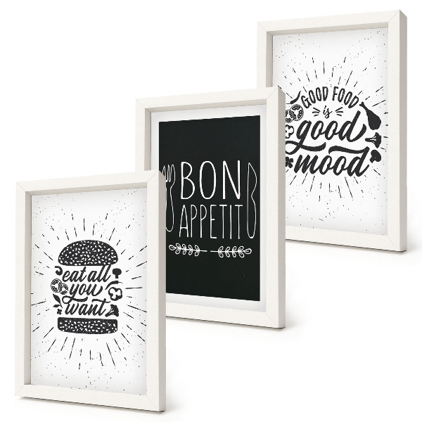 Moderne billedsæt Grafik med mad- og kulinariske slogans
