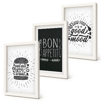 Moderne billedsæt Grafik med mad- og kulinariske slogans