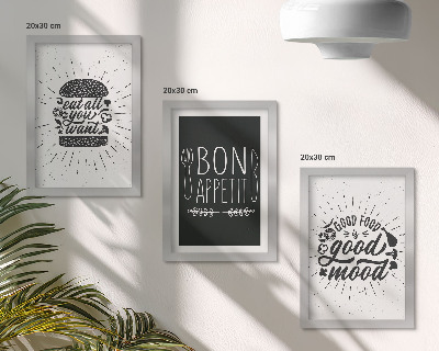 Moderne billedsæt Grafik med mad- og kulinariske slogans