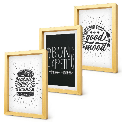 Moderne billedsæt Grafik med mad- og kulinariske slogans