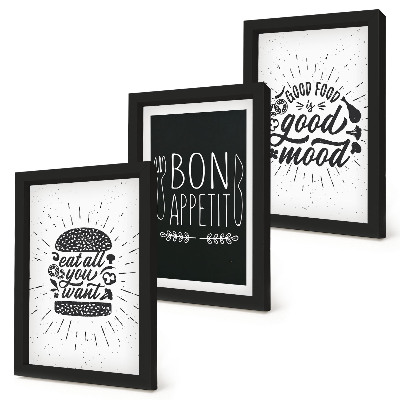 Moderne billedsæt Grafik med mad- og kulinariske slogans
