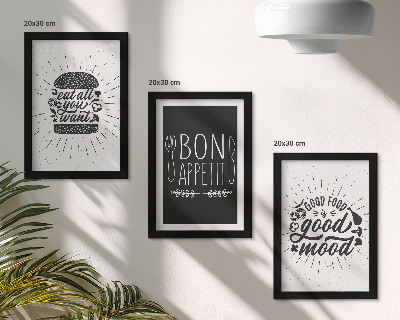Moderne billedsæt Grafik med mad- og kulinariske slogans