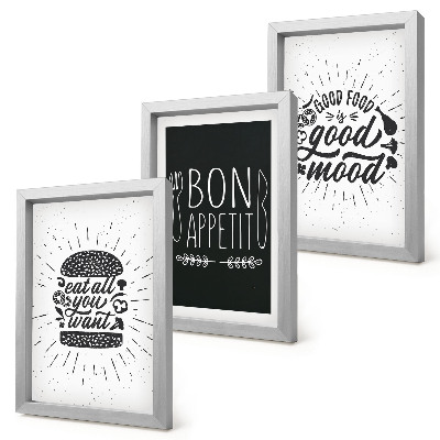 Moderne billedsæt Grafik med mad- og kulinariske slogans