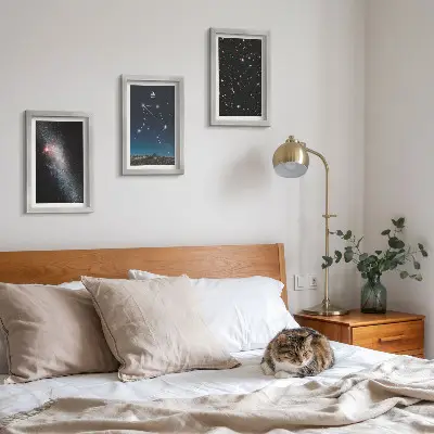 Moderne billedsæt med motiv af stjernebilledet Vægten på en nattehimmel