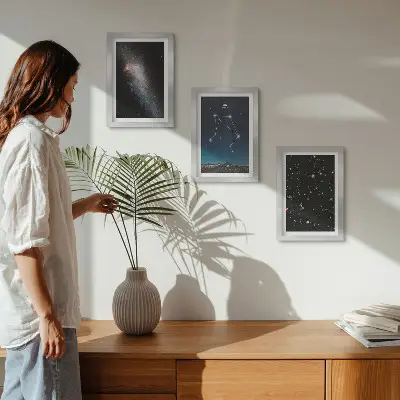 Moderne billedsæt med motiv af stjernebilledet Vægten på en nattehimmel