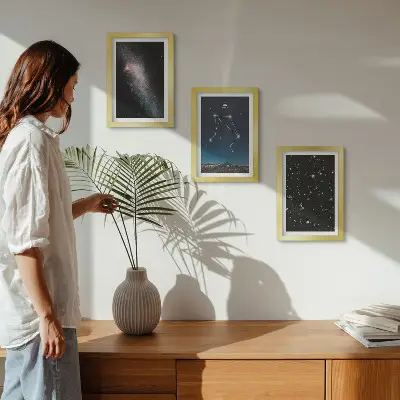 Moderne billedsæt med motiv af stjernebilledet Vægten på en nattehimmel