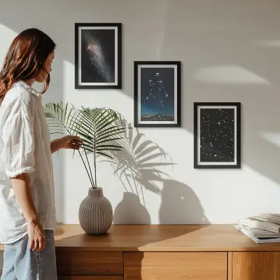 Moderne billedsæt med motiv af stjernebilledet Vægten på en nattehimmel