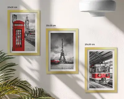 Moderne billedsæt med ikoniske byer som London, Paris og jernbanetransport