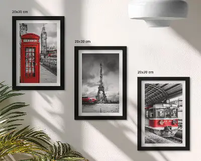 Moderne billedsæt med ikoniske byer som London, Paris og jernbanetransport