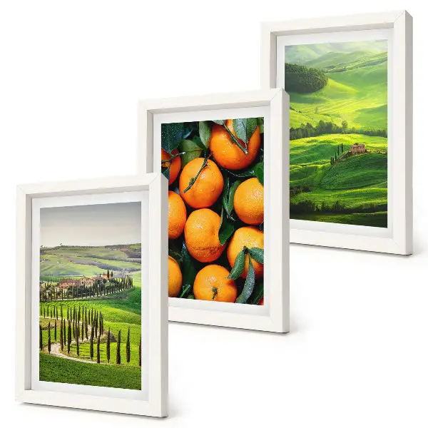 Moderne billedsæt italiensk landskab med appelsiner og natur
