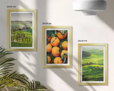 Moderne billedsæt italiensk landskab med appelsiner og natur