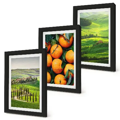 Moderne billedsæt italiensk landskab med appelsiner og natur