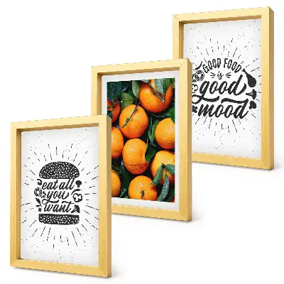 Billedvæg med køkkenmotiver og saftige appelsiner