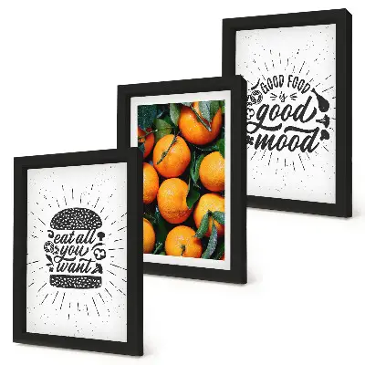 Billedvæg med køkkenmotiver og saftige appelsiner
