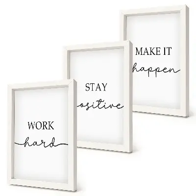 Pakke med billeder og rammer minimalistiske motiverende citater til inspiration
