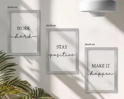 Pakke med billeder og rammer minimalistiske motiverende citater til inspiration