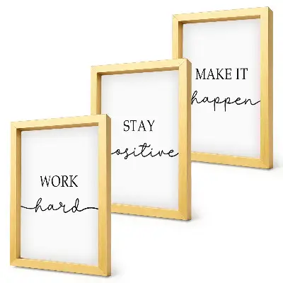 Pakke med billeder og rammer minimalistiske motiverende citater til inspiration