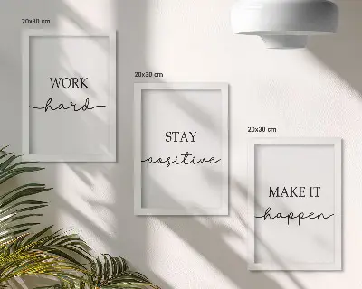Pakke med billeder og rammer minimalistiske motiverende citater til inspiration